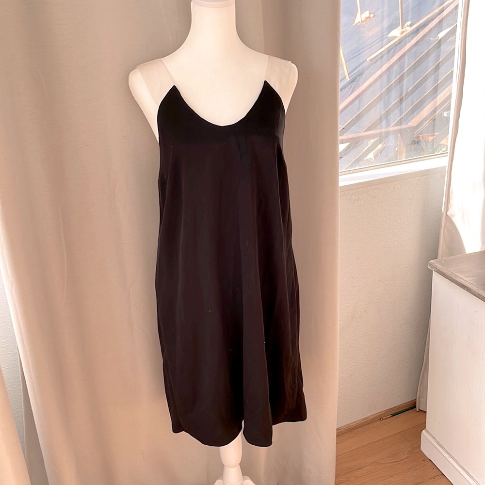 Claudie Pierlot, French, Silkie feel NWOT Size 4 low back. Ribbon straps.